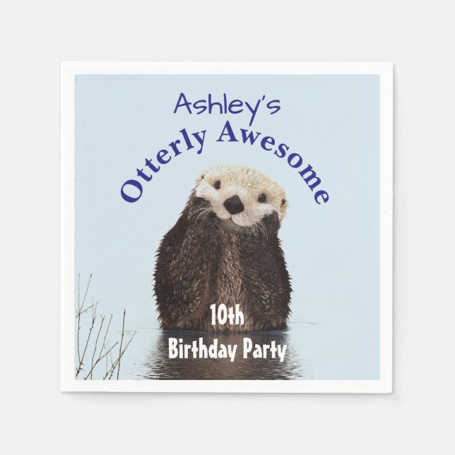 Otterly Awesome Birthday Party Otter Napkin (Front)