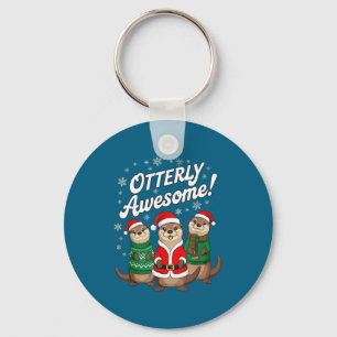 Otterly Awesome! Christmas Otter Design For Holida Key Ring