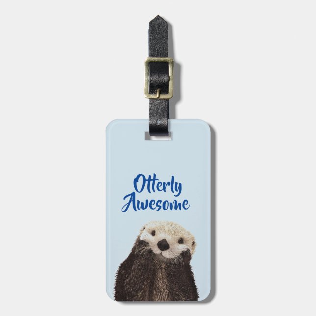 Otterly Awesome Cute Otter Photo Luggage Tag (Front Vertical)