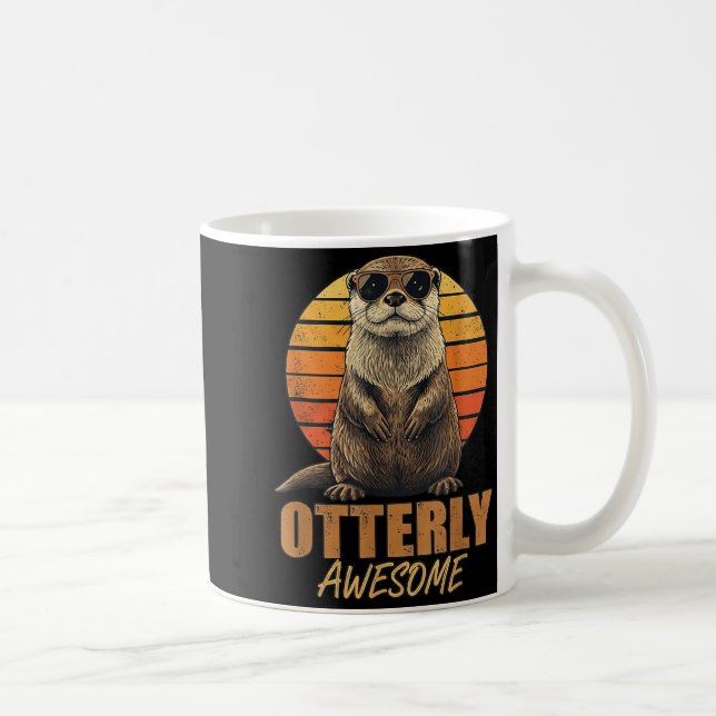 Otterly Awesome Retro Sunset Sea Otter Lover Graph Coffee Mug (Right)