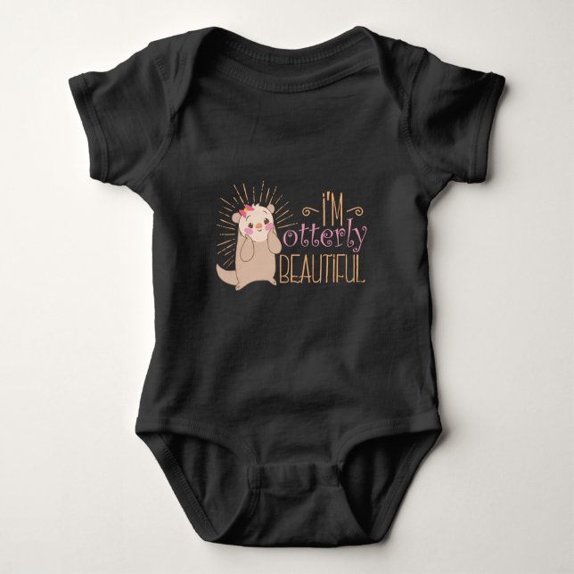 Otterly Beautiful Cute Otter Gag Baby Bodysuit (Front)