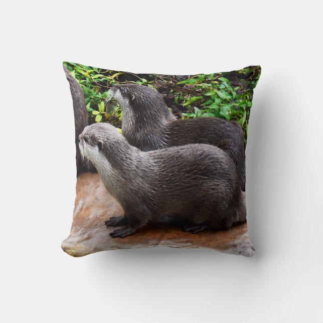 Otterly Cute, Otters, Lounge Cushion. Cushion (Front)