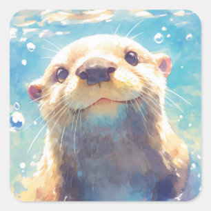 Otterly Delightful A Watery Adventure Square Sticker