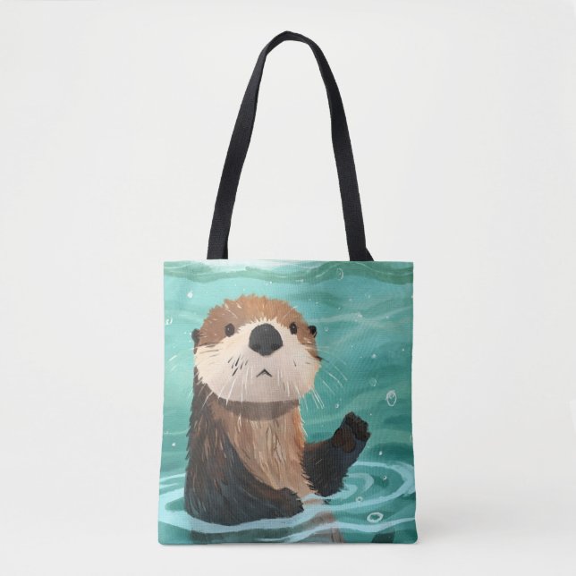 Otterly Delightful Splashing Fun Tote Bag (Front)