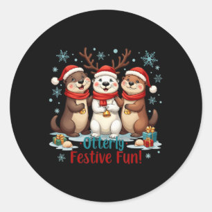 Otterly Festive Fun Christmas Otter Animals Animal Classic Round Sticker
