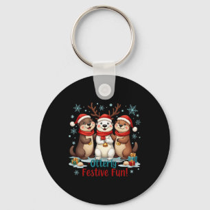 Otterly Festive Fun Christmas Otter Animals Animal Key Ring