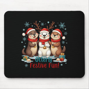Otterly Festive Fun Christmas Otter Animals Animal Mouse Pad