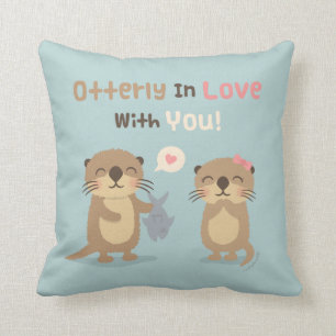 Otterly in Love With You Cute Otter Throw Pillow