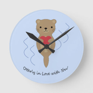 Otterly in Love with You Otter Round Clock