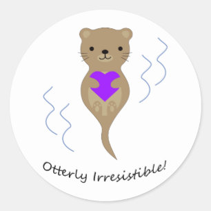 otterly irresistible classic round sticker