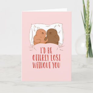 Otterly Lost Cute Otter Pun Funny Valentine's Day Holiday Card