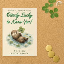 Otterly Lucky St Patrick's Day Classroom Card