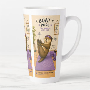 Otterly Relaxing Boat Pose, Dark Lilac  Latte Mug