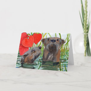 Otters. An anniversary card for otter lovers.