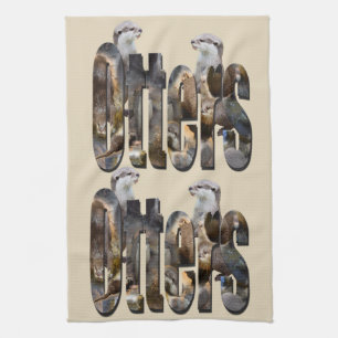 Otters And Otters Picture Logo, Tea Towel