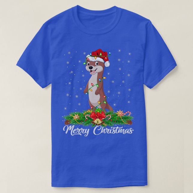 Otters Animal Lover Matching Santa Hat Otter Chris T-Shirt (Design Front)