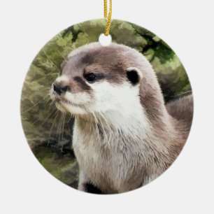 OTTERS CERAMIC ORNAMENT