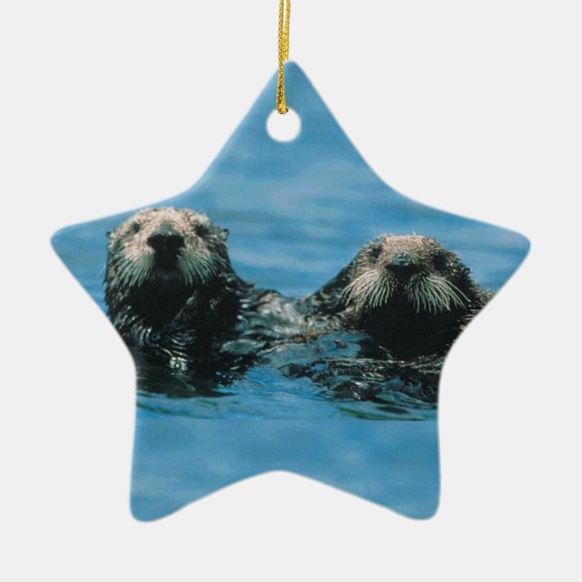 Otters Ceramic Tree Decoration (Front)