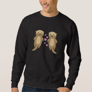 Otters Cute Otters Couple With Hearts Sweatshirt