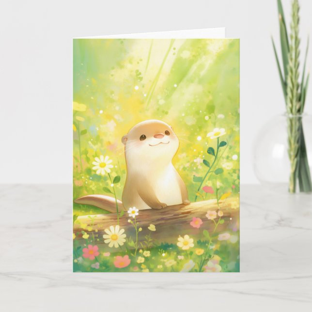 Otter's Flower Filled Day Card (Front)