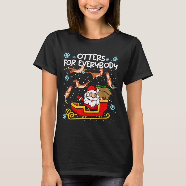 Otters For Everybody Santa Funny Christmas Otter  T-Shirt (Front)