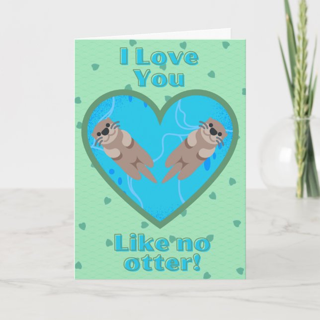 Otters Funny Valentine Card (Front)