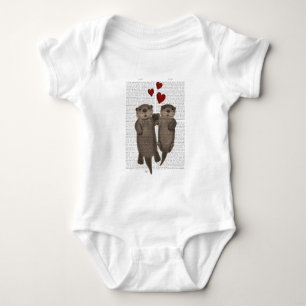 Otters Holding Hands Baby Bodysuit