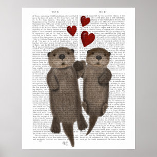 Otters Holding Hands Poster