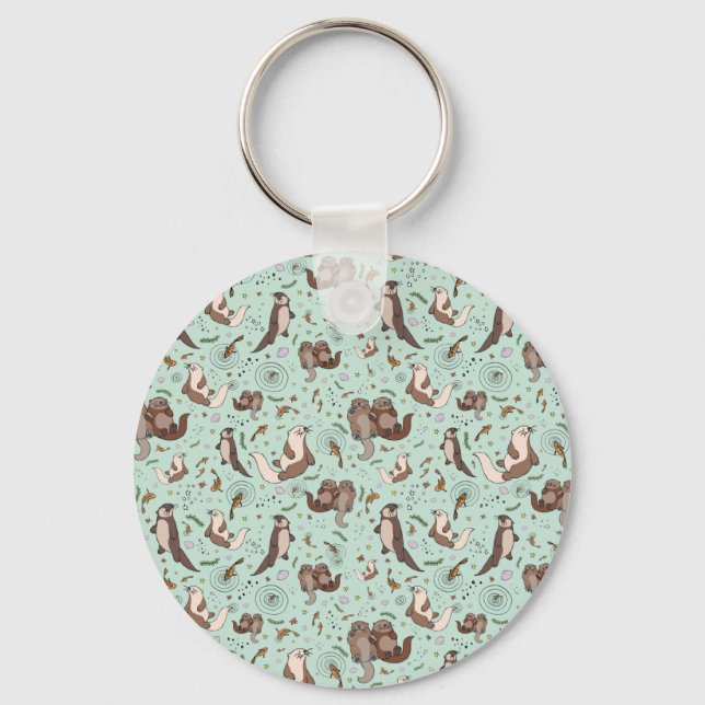 Otters in Blue Key Ring (Front)