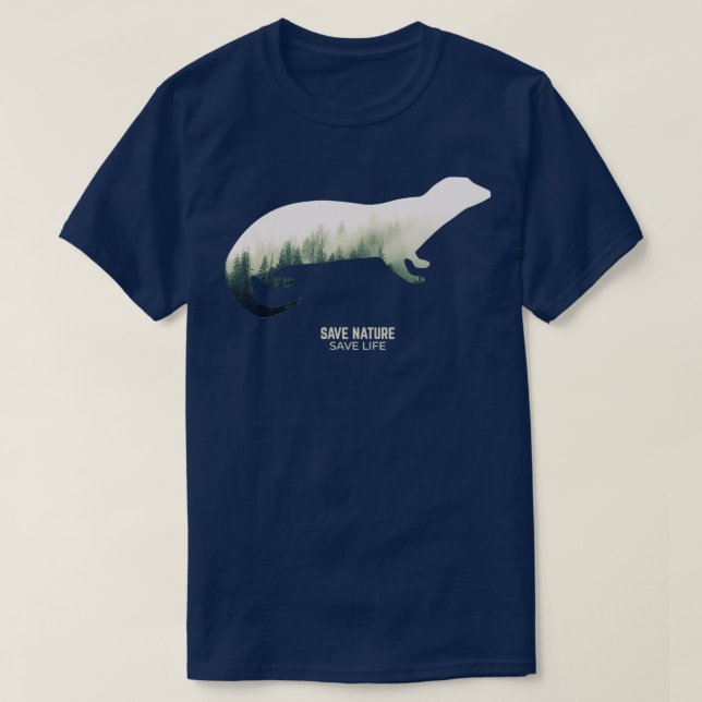 Otters in Forest Environment Climate Protection Cl T-Shirt (Design Front)