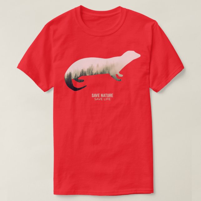 Otters in Forest Environment Climate Protection T-Shirt (Design Front)