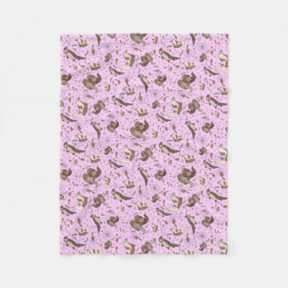 Otters in Pink Fleece Blanket