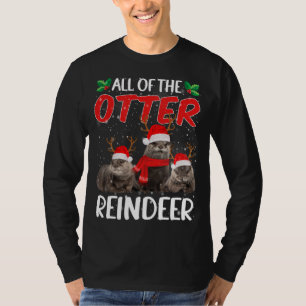 Otters Reindeer Deer Antler Funny Christmas Santa T-Shirt