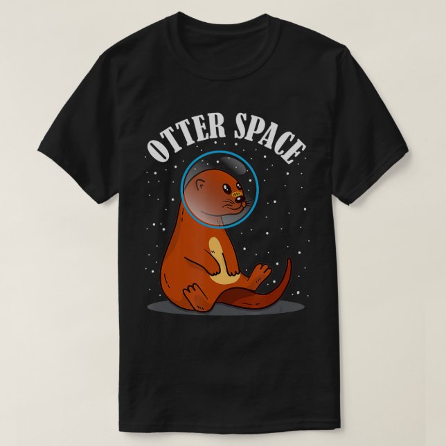 Otters Space Themed Musteline Science Outer Space  T-Shirt (Design Front)