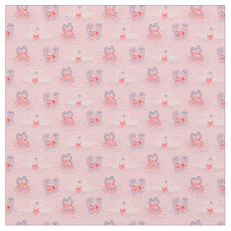 Otters, Swans, Frogs Reading Books Valentines Day Fabric
