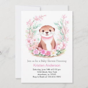 Otter's Wonderland Girl Baby Shower Invitation