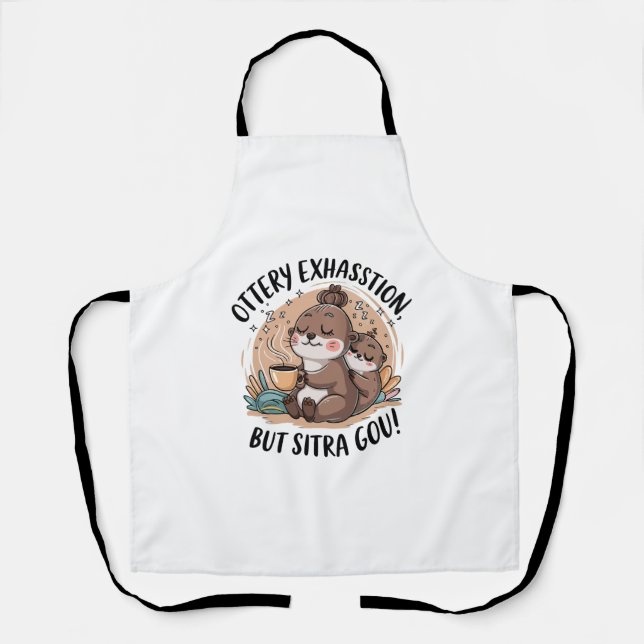 Ottery Expression Cute Sloth and Baby Apron (Front)