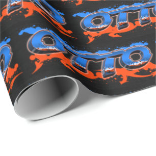 Otto First Name Name Graffiti blue orange Wrapping Paper