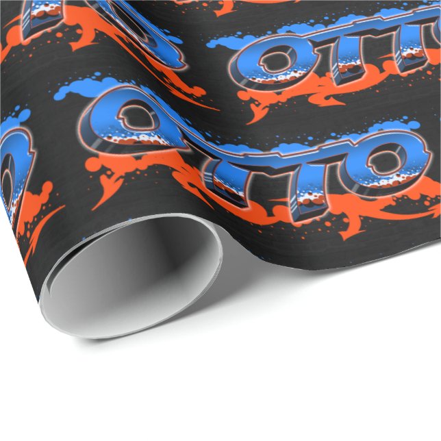 Otto First Name Name Graffiti blue orange Wrapping Paper (Roll Corner)