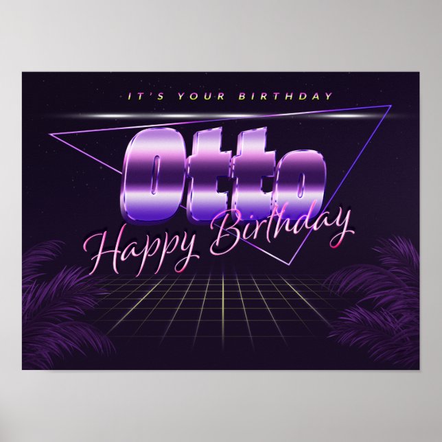 Otto Name First Name pura retro poster Birthday (Front)
