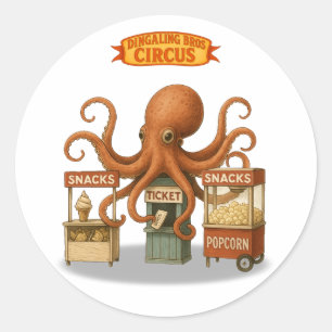 Otto’s circus snack shack classic round sticker
