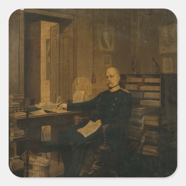 Otto von Bismarck in his Study Square Sticker (Front)