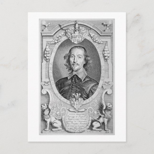 Otto von Guericke (1602-86) from 'Portraits des Ho Postcard (Front)