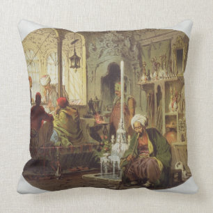 Ottoman Coffee House, 1862 (colour litho) Cushion