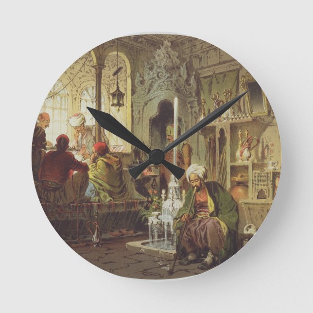 Ottoman Coffee House, 1862 (colour litho) Round Clock (Front)