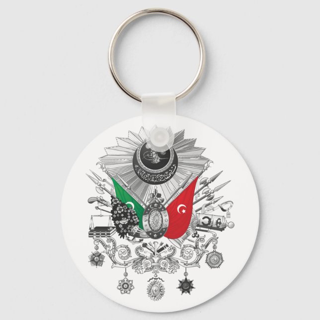 Ottoman Empire Grayscale Coat Of Arms Key Ring (Front)