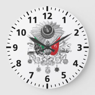 Ottoman Empire Grayscale Coat Of Arms Large Clock