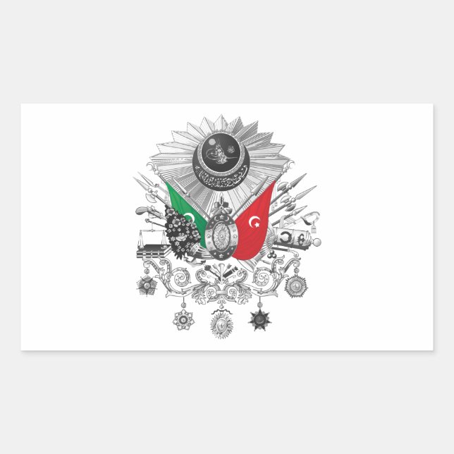Ottoman Empire Grayscale Coat Of Arms Rectangular Sticker (Front)