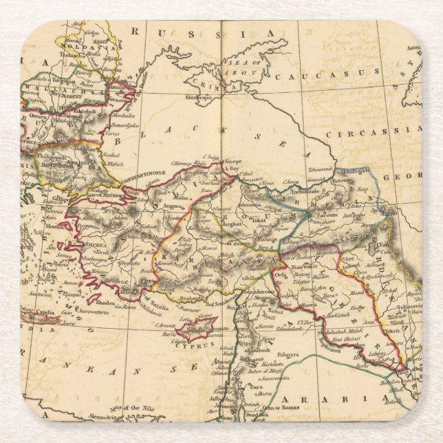 Ottoman Empire Square Paper Coaster (Front)