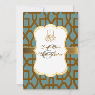 Ottoman Geometric Pattern Islamic Muslim Wedding  Invitation